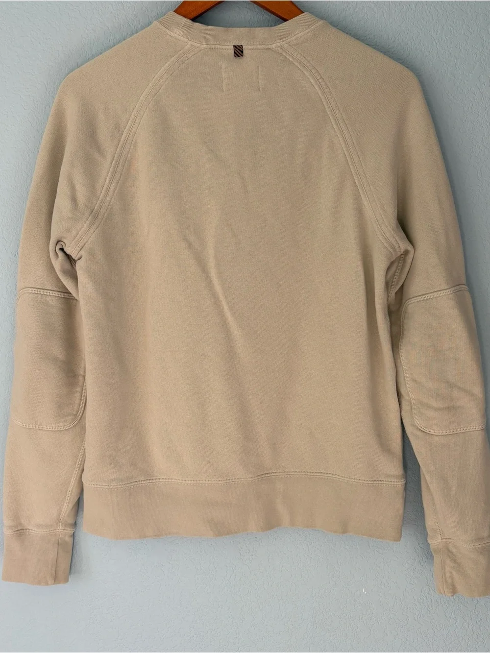 Billy Reid Sweatshirt Tinted White Crewneck Sweatshirt Cotton Elbow Patch